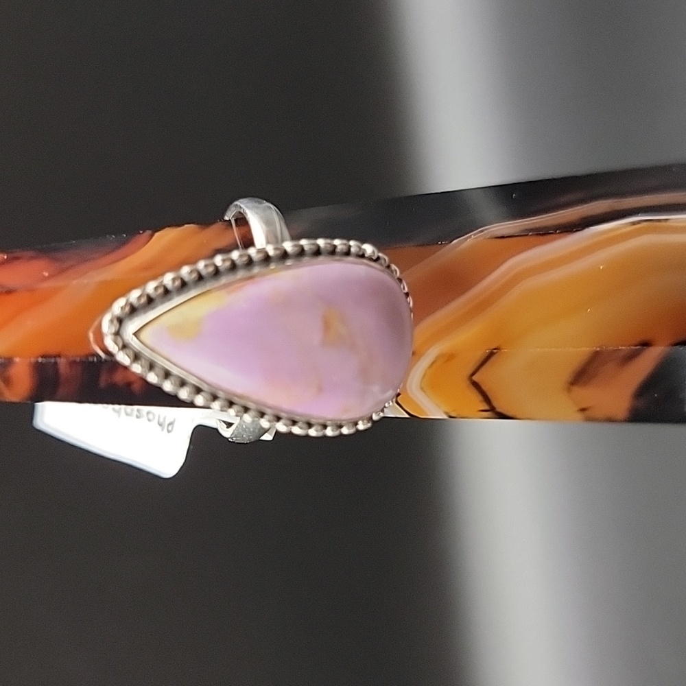 NEW Phosphosiderite Sterling Silver Ring Size  7 Pear Shape Purple Gemstone Boho - Picture 2 of 11